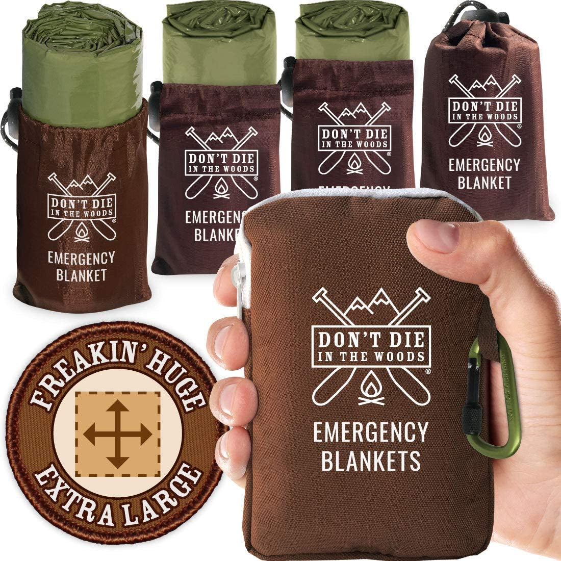 - Freakin’ Huge Emergency Blankets [4-Pack] Extra Large Thermal Mylar Space Blanket - One of the Ten Essentials Outdoor Survival Gear for Hiking Camping First Aid Kit (Green)
