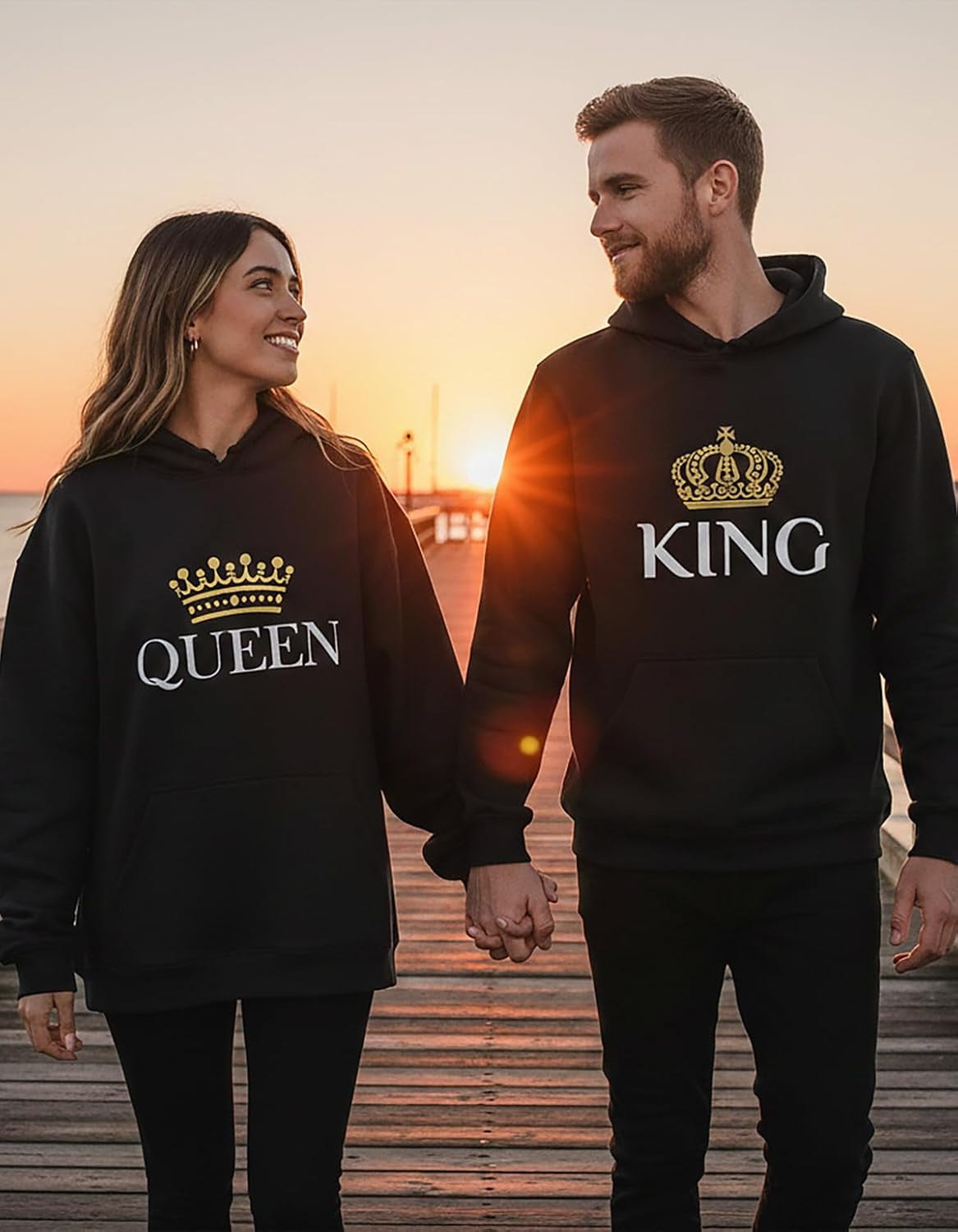 King & Queen Matching Pullover Hoodies 