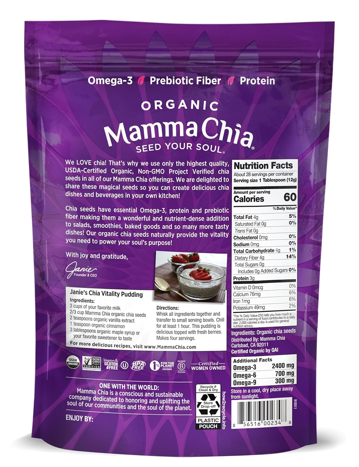 Organic Seeds, White, 12 Ounce (Pack of 1). USDA Organic, Non-Gmo, Vegan, Gluten Free, and Kosher.