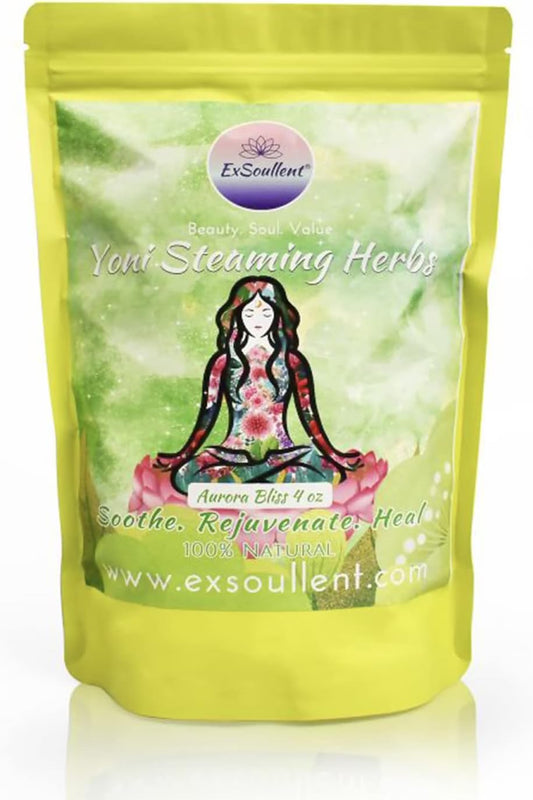 Yoni Steaming Herbs Kit, 100% Natural and Herbal Vaginal Steam for Feminine Self-Care at Home, Includes Reusable Filter Bag, Aurora Bliss Blend, 4 Ounces