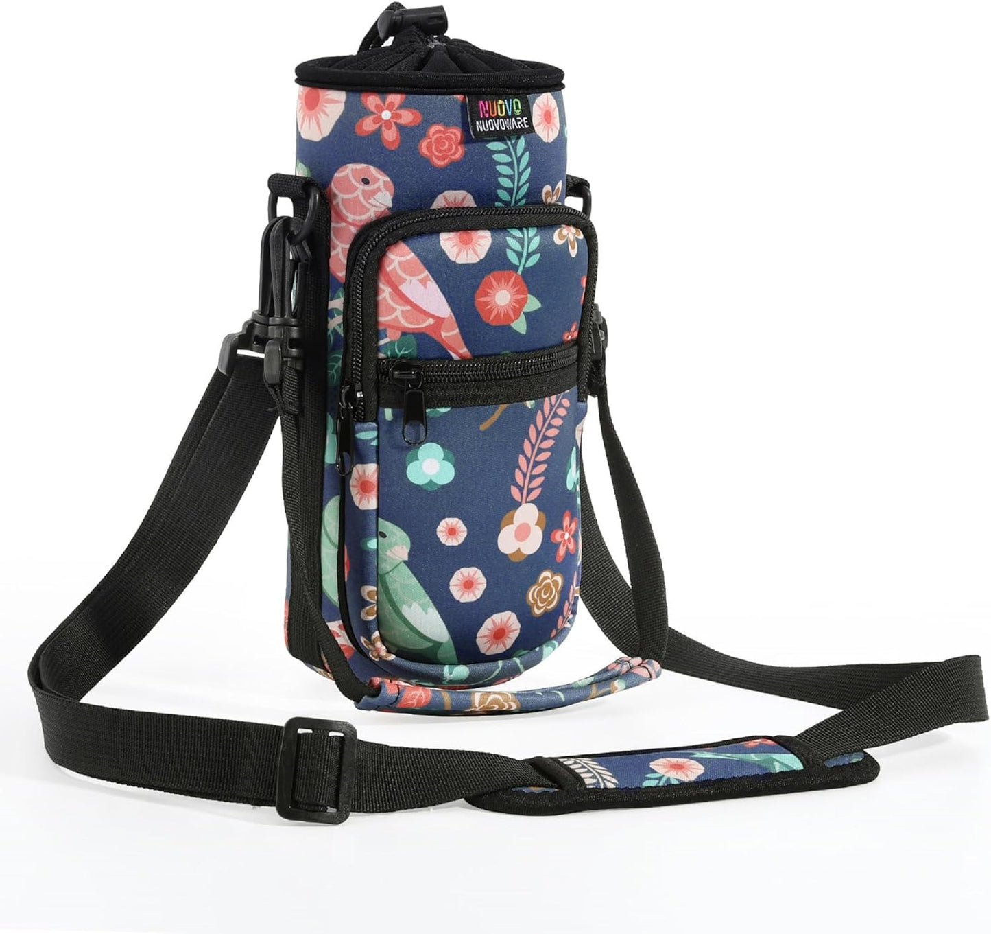 Water Bottle Carrier Bag,25Oz/40Oz/64Oz Bottle Pouch Holder,Adjustable Shoulder Hand Strap 2 Pocket Sling Neoprene Sleeve Sports Accessories for Hiking Travelling Camping