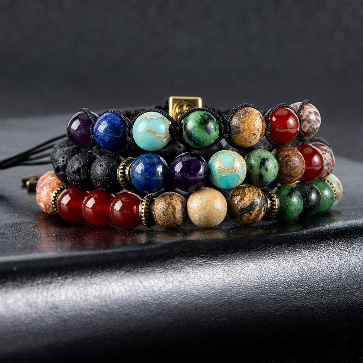 Bivei Chakra Bead Bracelets for Women - 8Mm 7 Chakra Bracelet with Real Stones Yoga Gemstone Jewelry 3 Pack