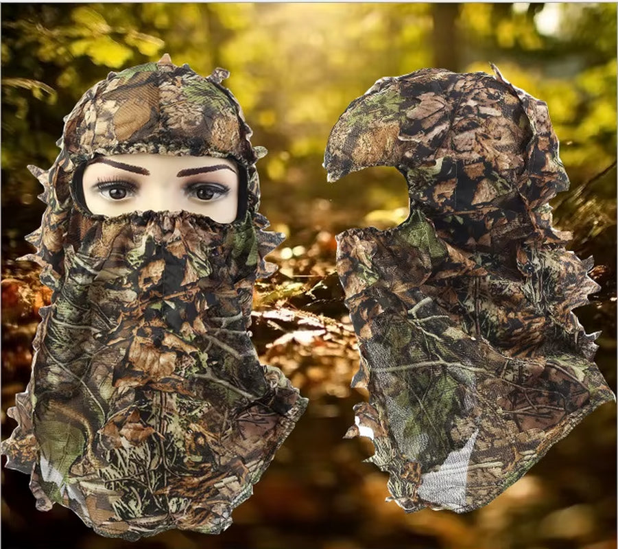 New Ghillie Suit Ghillie Camouflage Leafy Hat 3D Full Face Mask Headwear Turkey Camo Hunter Hunting Accessories