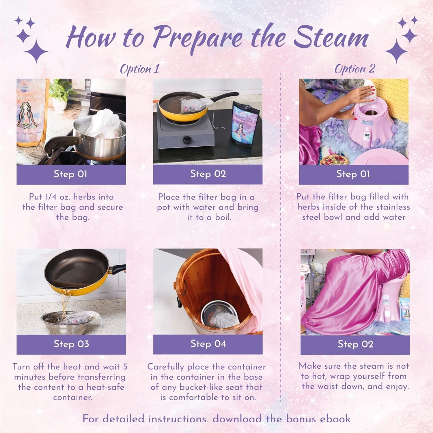 Yoni Steaming Herbs Kit, 100% Natural and Herbal Vaginal Steam for Feminine Self-Care at Home, Includes Reusable Filter Bag, Aurora Bliss Blend, 4 Ounces