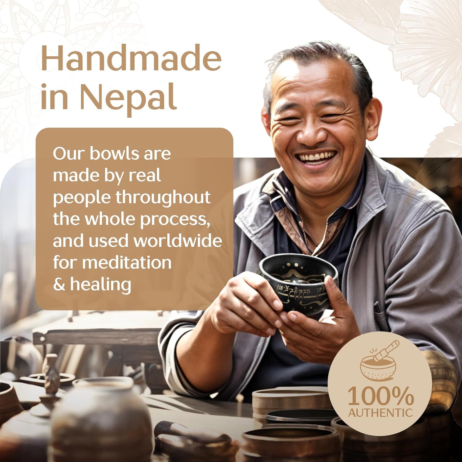 Silent Mind Tibetan Singing Bowl Set – Easy to Play & Beginner Friendly Meditation Bowl with Cushion & Mallet | Stress Relief & Mindfulness | Gift-Ready