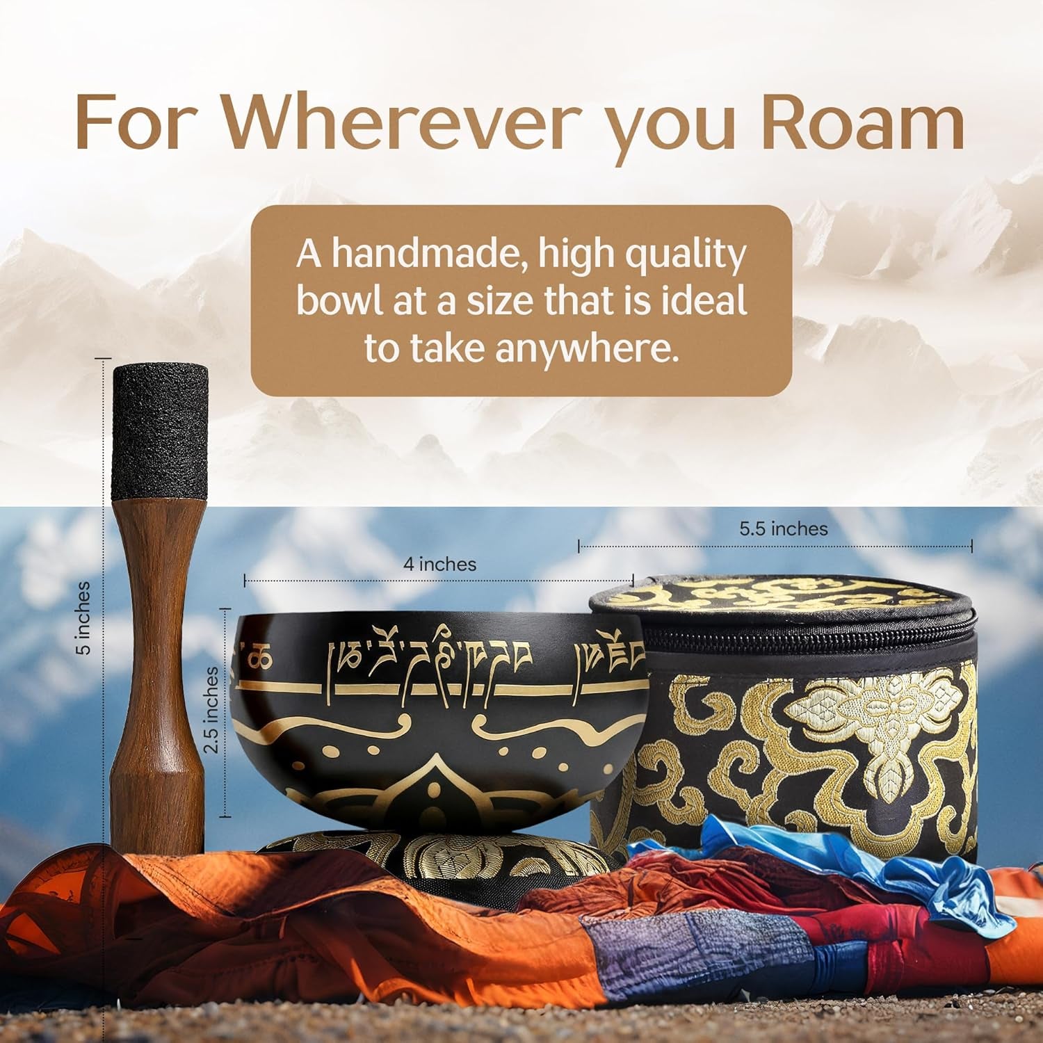 Silent Mind Tibetan Singing Bowl Set – Easy to Play & Beginner Friendly Meditation Bowl with Cushion, Mallet & Case | Stress Relief & Mindfulness | Gift-Ready
