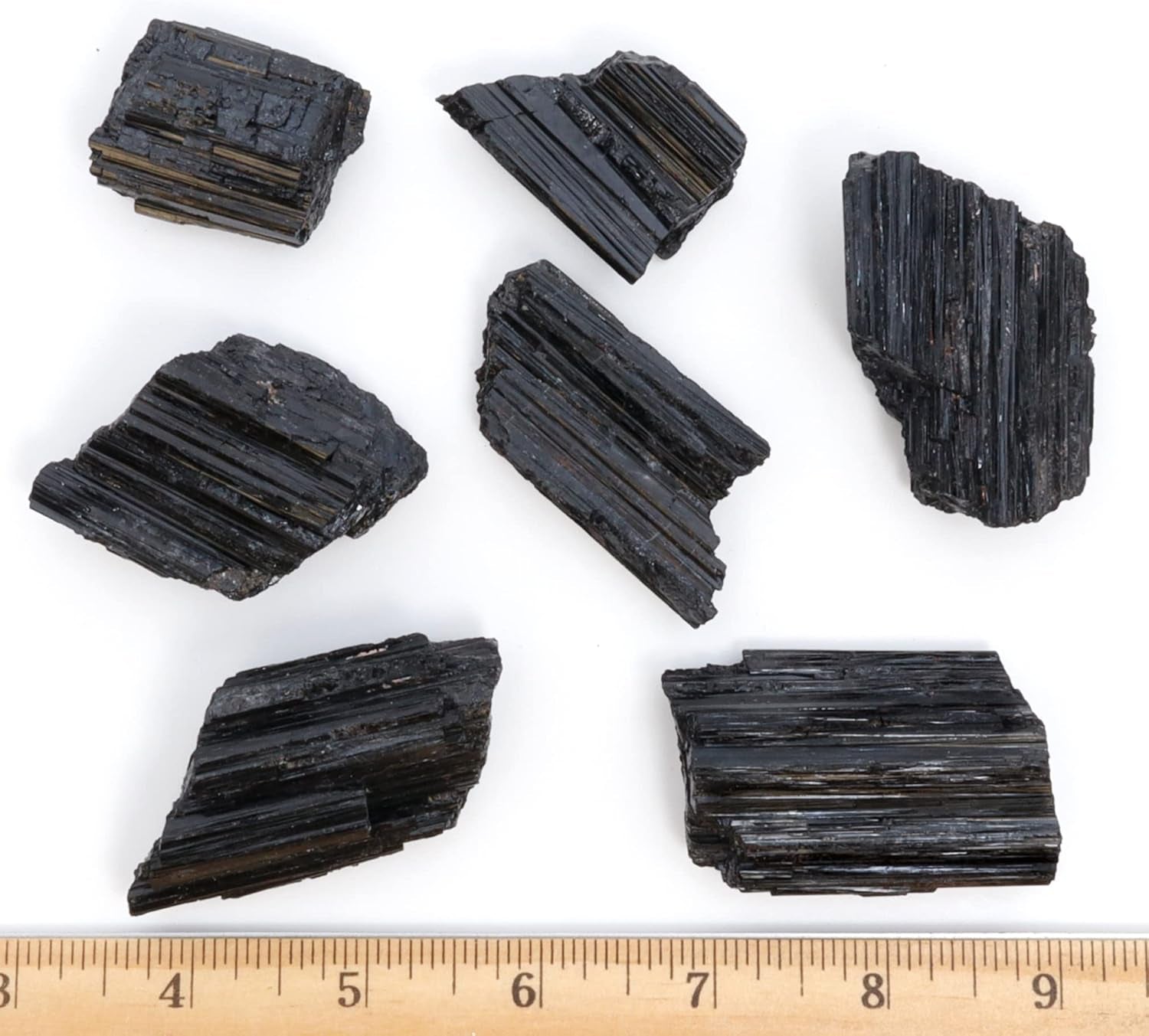 DANCING BEAR Black Tourmaline Crystals Bulk (1/2 LB Large Pieces) with Information Card, Rough Raw Natural Stones for Good Vibes, Reiki Energy, Made in USA